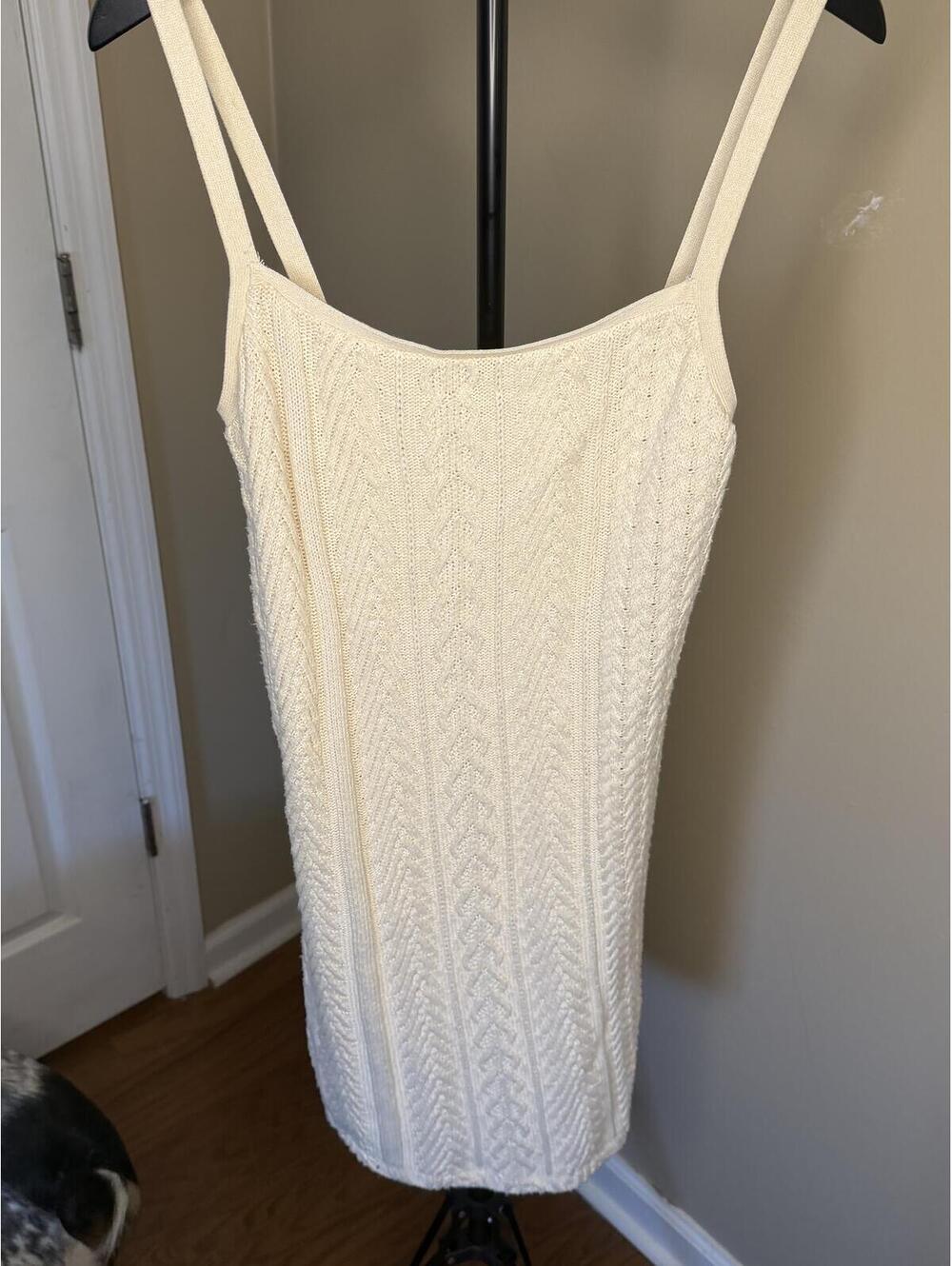 Zara Cream Cable Knit Sweater Tank Dress Size M